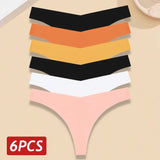 INTIMO SECRETS 6-Pack Women’s Seamless V-Waist Thongs – Ultra-Thin Summer G-String Panties