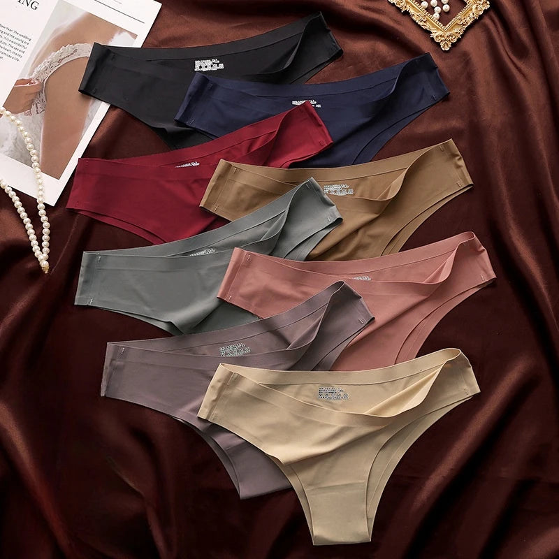 INTIMO SECRETS Seamless Ice Silk Thong – Ultra-Thin Low-Waist Panties for Women