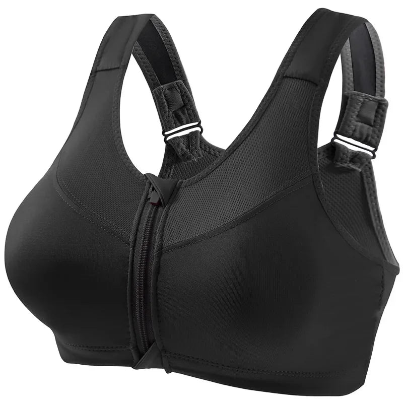 INTIMO SECRETS Women’s Shockproof Sports Bra – Front Zipper Yoga Vest