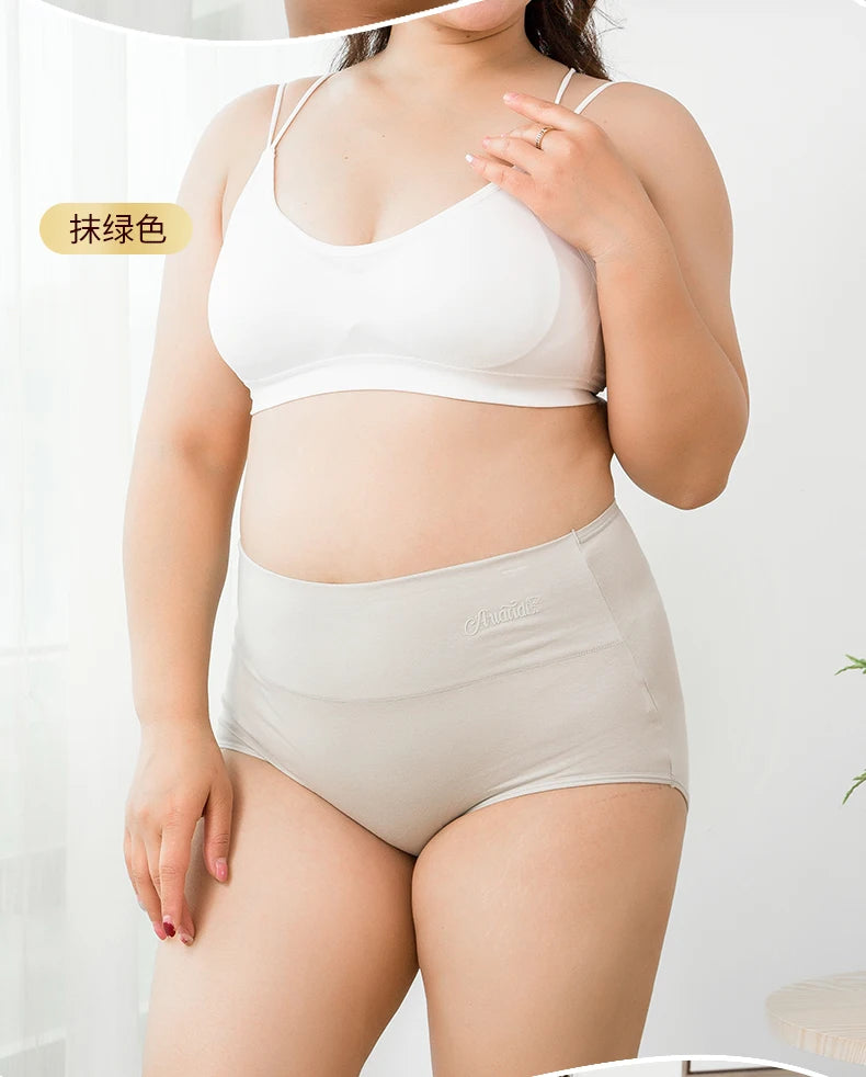 4Pcs High Waist Cotton Panties Women Underwear Body Shaper Soft Ladies Briefs Plus Size Sexy Panty Female Breathable Lingerie