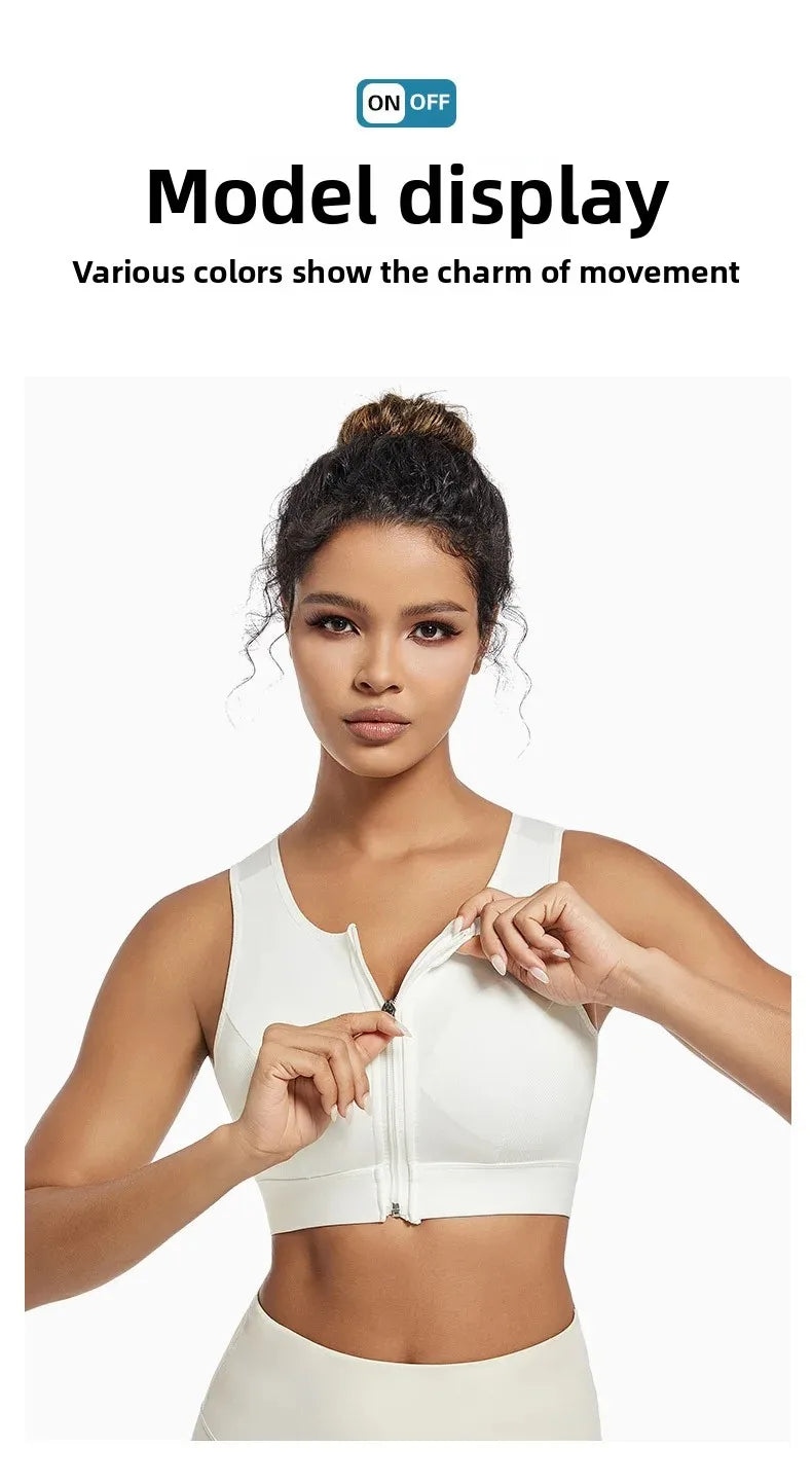 INTIMO SECRETS Women’s High-Impact Sports Bra – Zipper Yoga Vest