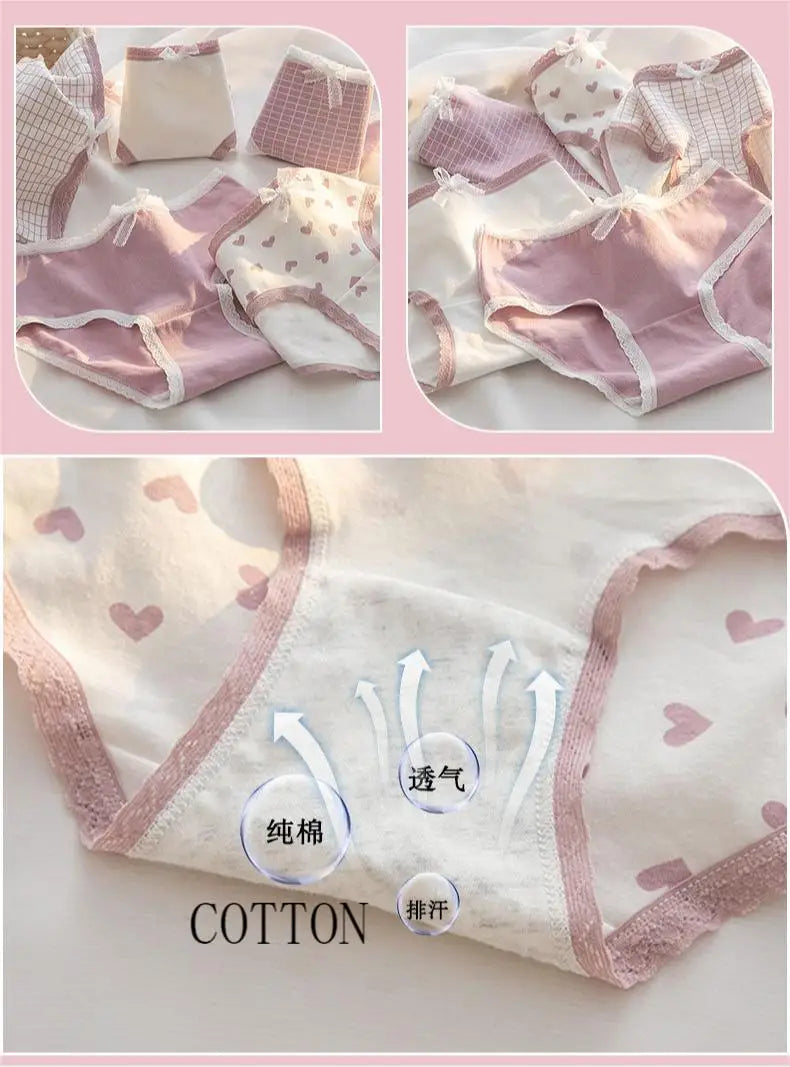 INTIMO SECRETS 5-Pack Cute Love Cotton Panties for Women