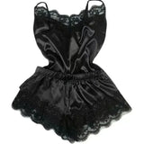 Lace Silk Satin 2 Pieces Pajama Set for Women Sleepwear Sexy Lingerie Bowknot Pyjamas Crop Tops with Shorts Set Loungewear