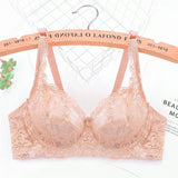 Plus Size Lace Push Up Bra Women Sexy Hollow Out Lingerie Lady Lace Transparent Underwear Female Embroidery Solid Bra