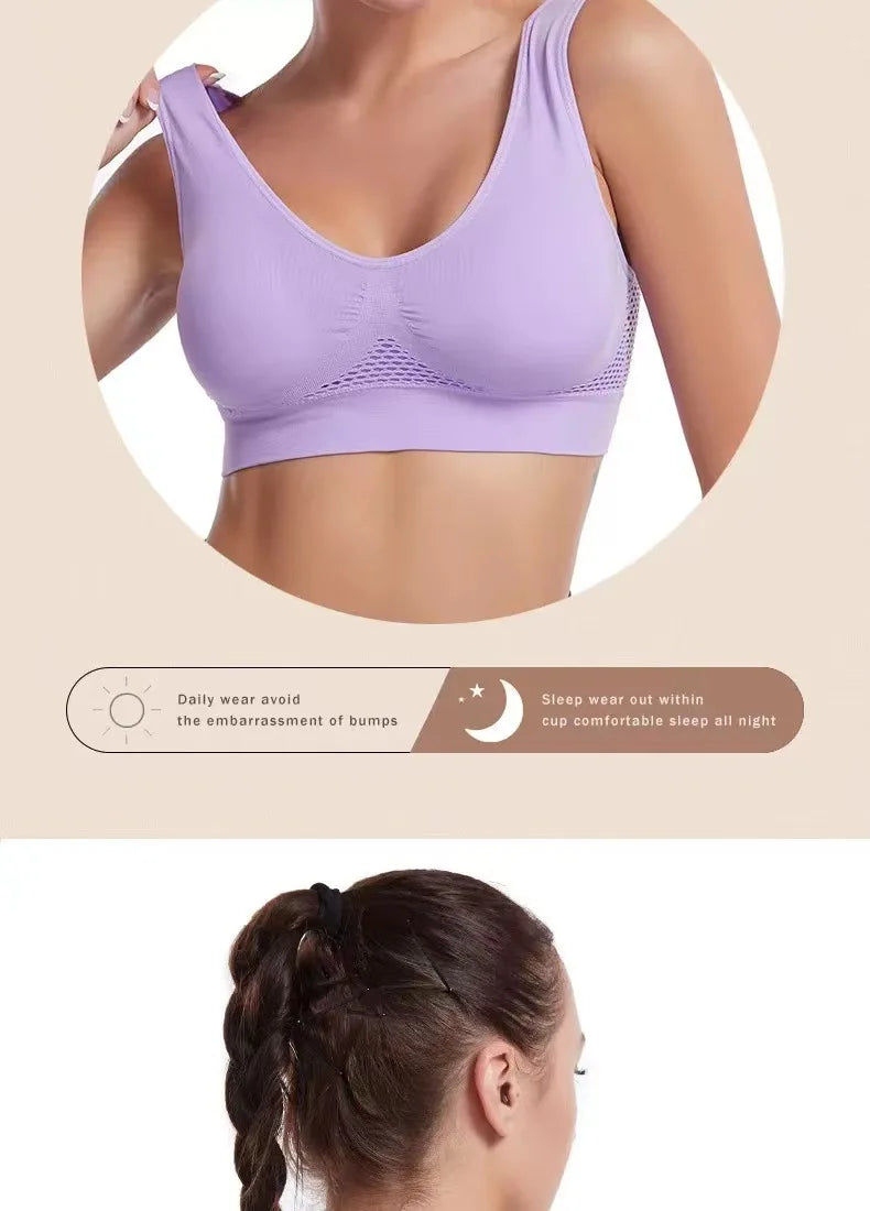 INTIMO SECRETS Seamless Push-Up Mesh Bra – Breathable Sports Bralette