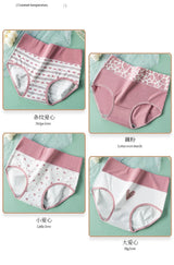 Plus Size 4Pcs Cotton Women's Panties High Waist Underwear Print Ladies Briefs Slim Unswepants Breathable Sexy Ladies Lingerie