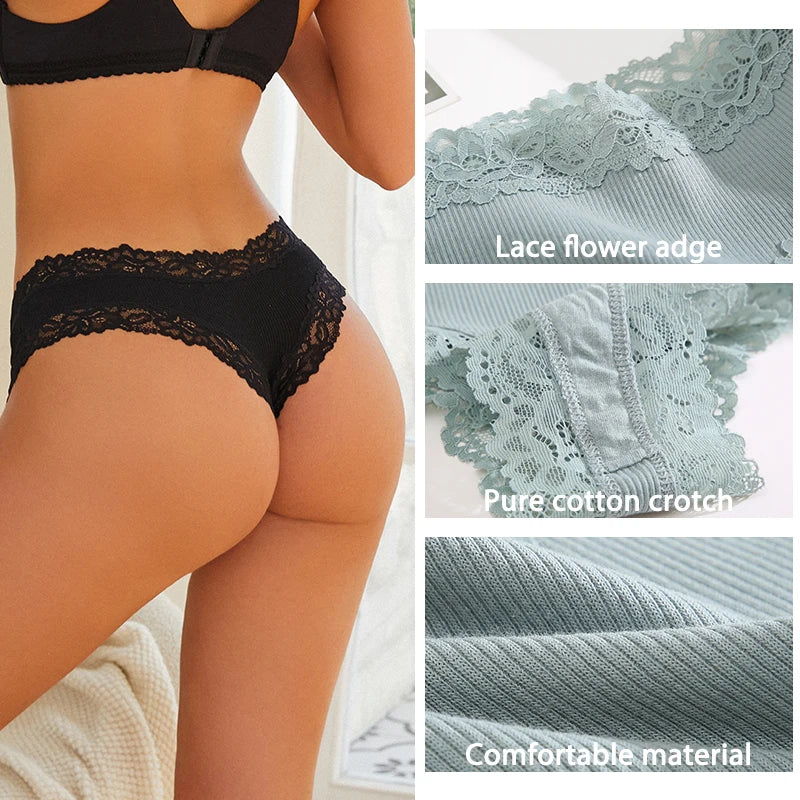 INTIMO SECRETS 3-Pack Women’s Floral Lace Cotton Panties – Sexy Soft Briefs S-XL