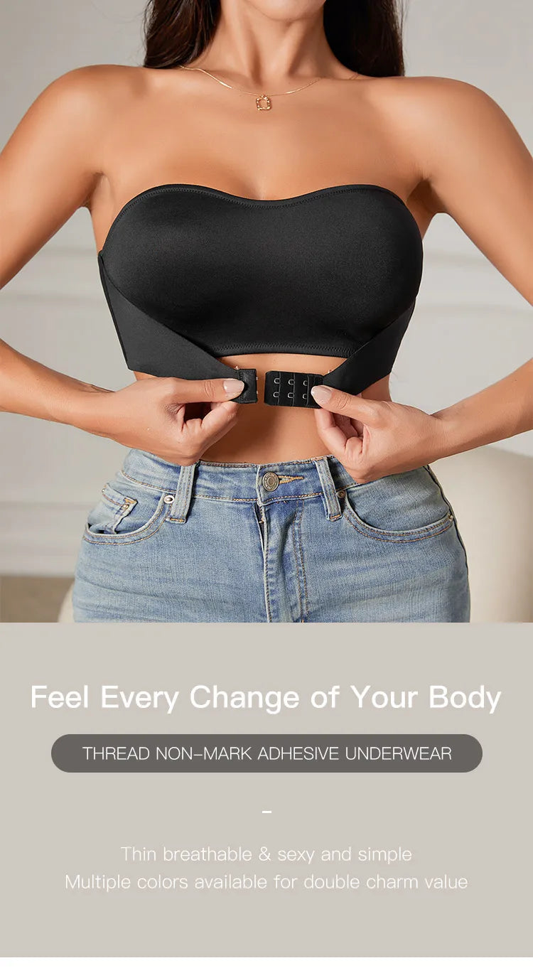 Hot Sale New Design Effective Slip-proof Side One Piece Bralette Padded Ice Silk Seamless Strapless Bra For Women