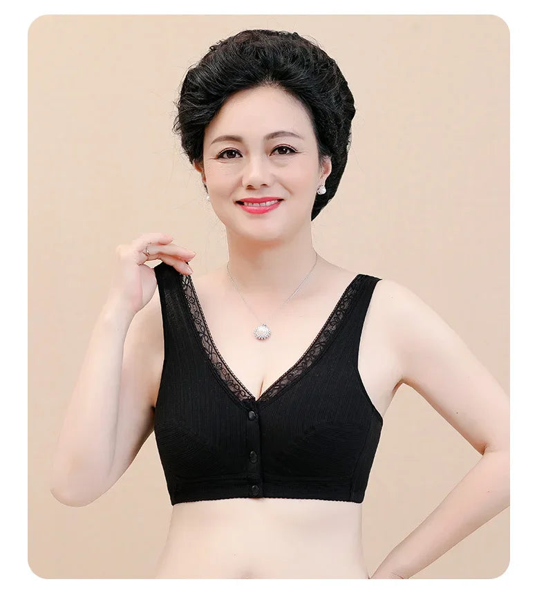 INTIMO SECRETS Women’s Cotton Front-Clasp Vest Bra – Wire-Free Comfort for Middle-Aged Women