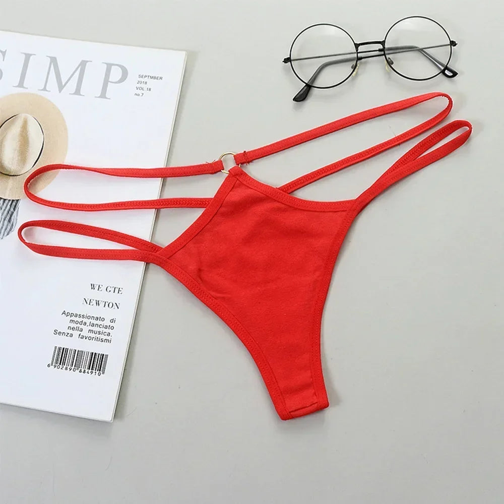 INTIMO SECRETS Cotton Hollow Thong – Sexy Low-Rise G-String Underwear for Women