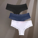 INTIMO SECRETS 3-Pack Women’s Floral Lace Cotton Panties – Sexy Soft Briefs S-XL