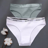 2Pcs/Set M-XXL Cotton Panties for Women Letter Belt Briefs Sexy Low Rise Underwear Ladies Panty Girl Big Size Intimates Lingerie