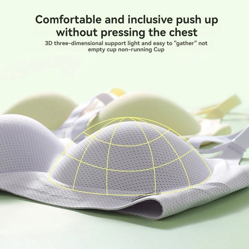 INTIMO SECRETS English Ice Silk Bra Set – Thick Cup, Wire-Free, Gathered Lingerie