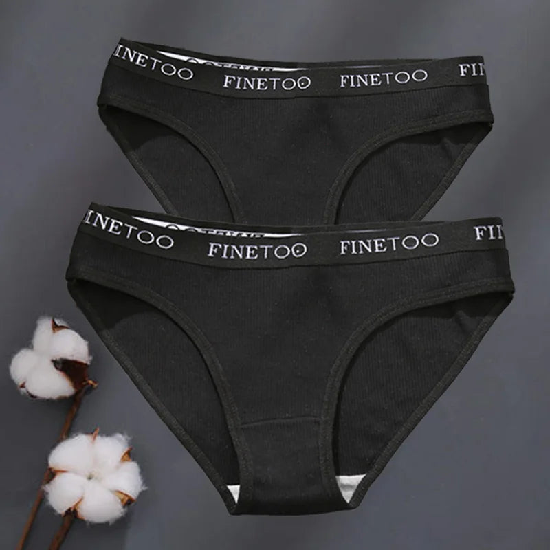 2Pcs/Set M-XXL Cotton Panties for Women Letter Belt Briefs Sexy Low Rise Underwear Ladies Panty Girl Big Size Intimates Lingerie