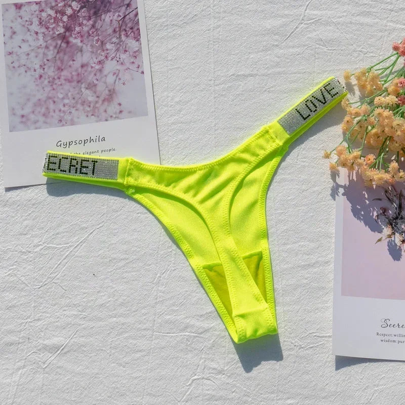 INTIMO SECRETS Sexy Rhinestone Low-Rise Thong for Women