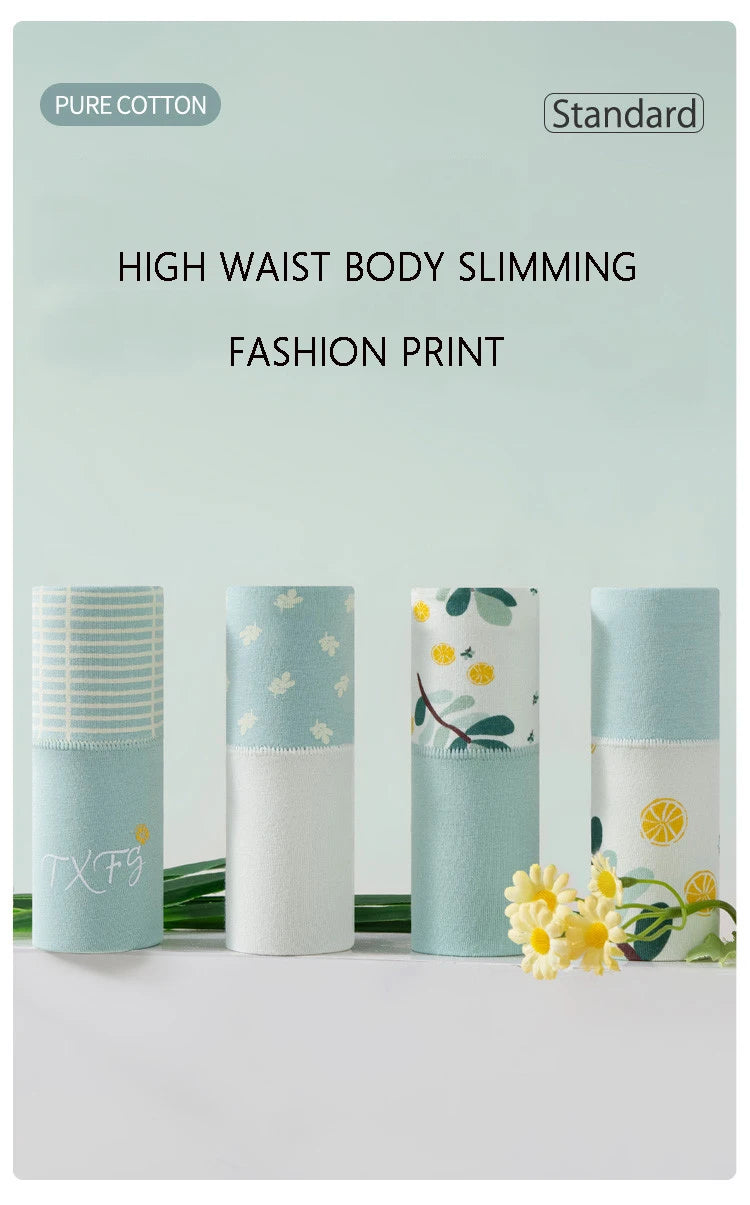 INTIMO SECRETS 4PCS High Waist Cotton Panties – Plus Size Women’s Lingerie