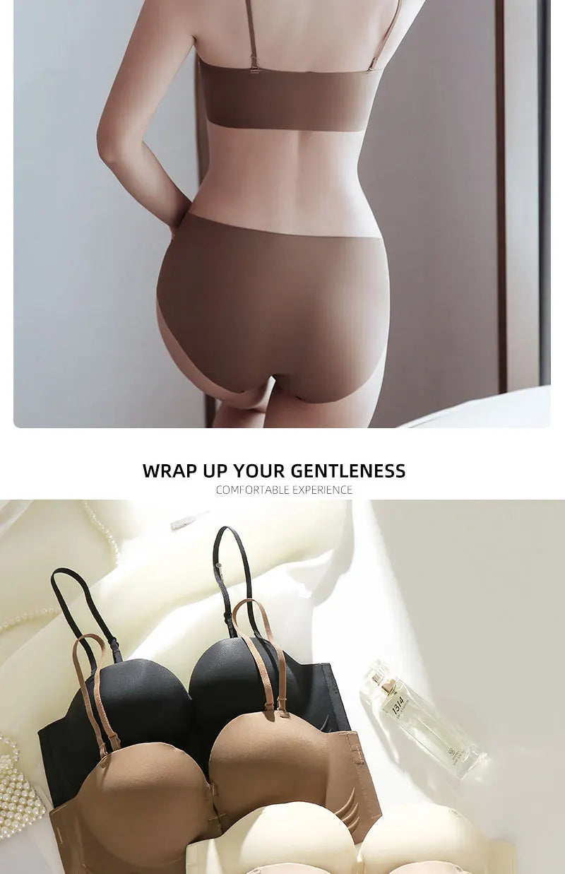 FINETOO 1PCS Women's Push-up Strapless Bras Front Buckle Brassiere Sexy Girls Small Chest Underwear Front Closure Sexy Bra