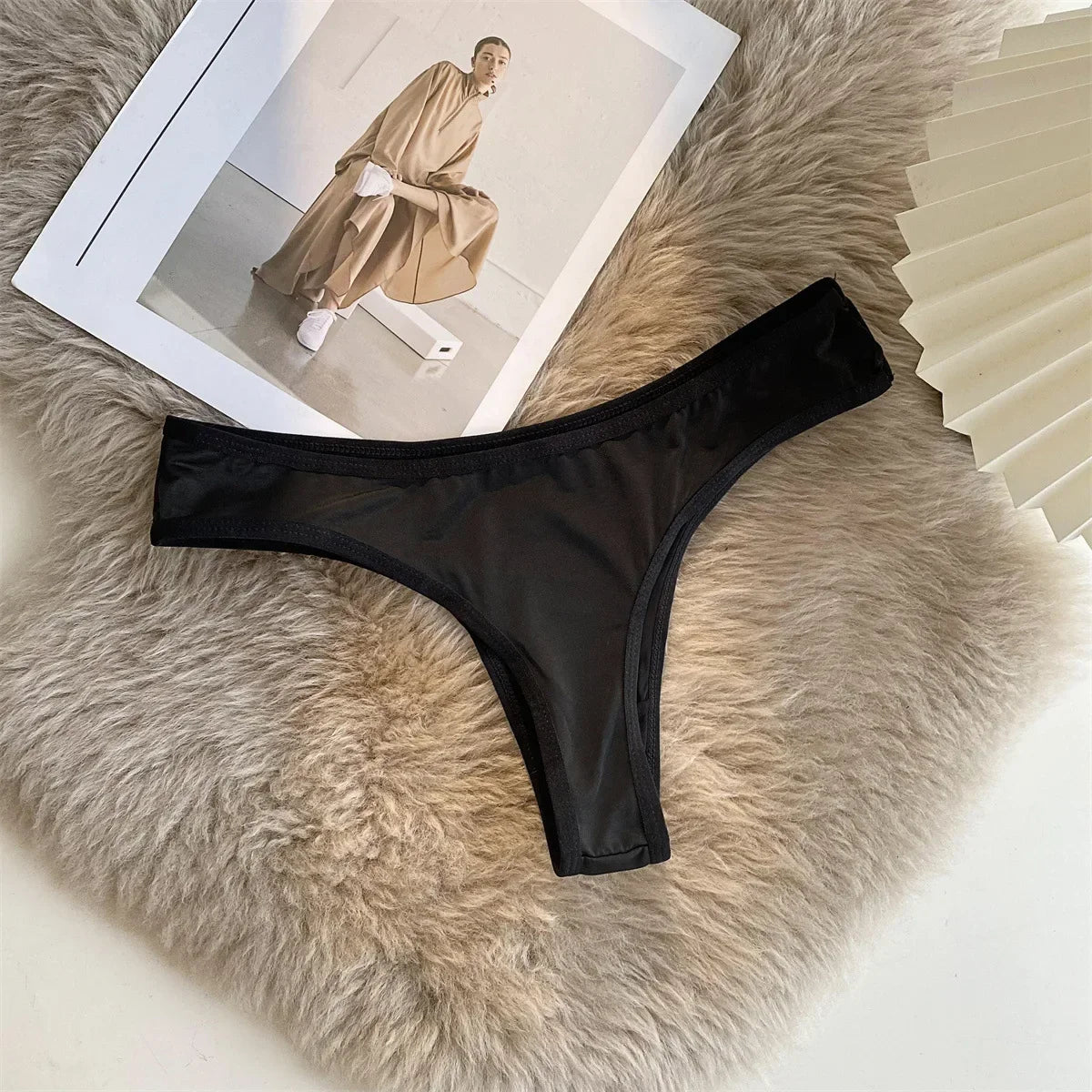 INTIMO SECRETS Women’s Leopard-Print Thong – Low-Waist Ice Silk Seamless G-String Panties