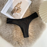 INTIMO SECRETS Women’s Leopard-Print Thong – Low-Waist Ice Silk Seamless G-String Panties