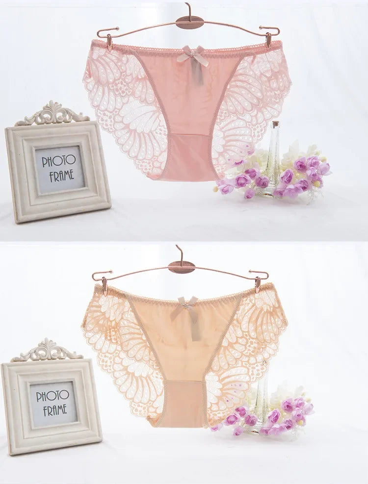 Hot Selling Item Fashion Women Underwear Sexy Lace Transparent Low Waist Hollow T Back Panties Lady Briefs Big Size M-3XL