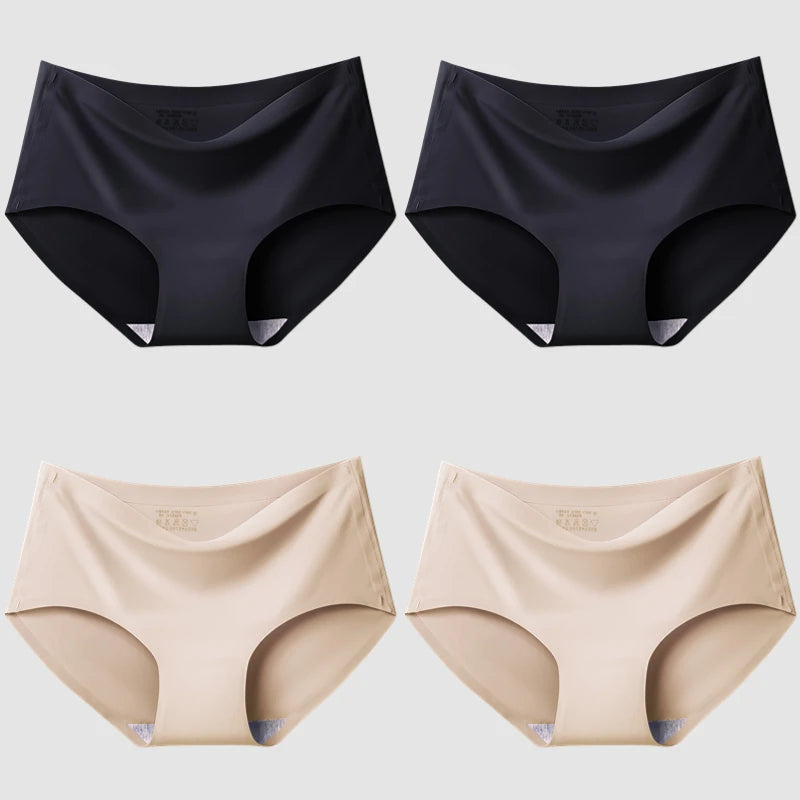 INTIMO SECRETS Plus Size Women’s Panties – Breathable Silk Satin 4PCS