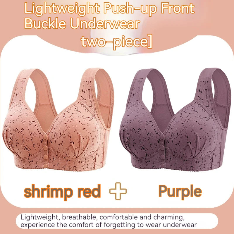 INTIMO SECRETS Women’s Floral Wireless Bra – Breathable Comfortable Front-Button Traceless