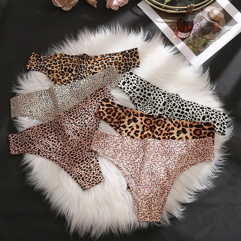 INTIMO SECRETS 3PCS Leopard Thongs – Seamless Satin G-String Underwear for Women