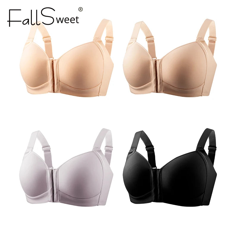 INTIMO SECRETS Plus Size Wireless Front Closure Bra – Seamless Soft Comfort