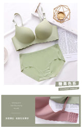 Sexy Push Up Bra Corset Wireless One-Piece Breathable Underwear Gathered Uphold Bra Set for Women Lingerie Seamless Bralette