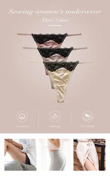 INTIMO SECRETS Women’s Floral Lace Thong – Seamless T-Back G-String Panties, Invisible Underwear