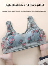 Plus Size Fixed Cup Bra Wireless Breathable Summer Thin Underwear One-Piece Vest Style for Middle-Aged And Elderly People