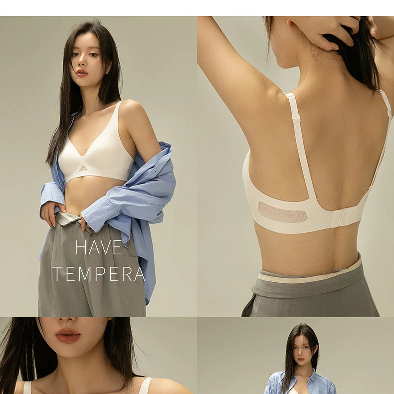 Women Wireless Bra Deep V Hollow Out Underwear Female Seamless Bras Ladies Comfortable 3/4 Cup Brassiere Girls Soft Lingerie New