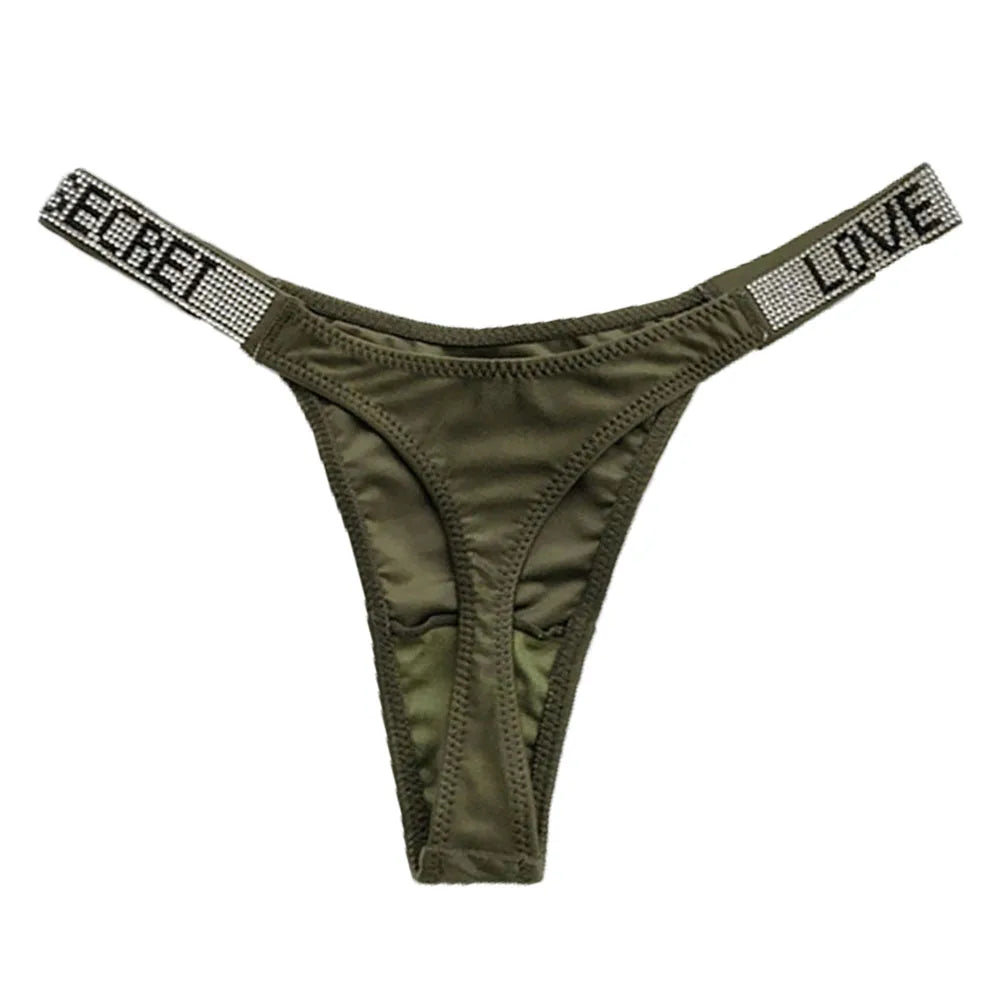 INTIMO SECRETS Women’s Sexy Rhinestone Low-Waist Thong Panties