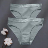 2Pcs/Set M-XXL Cotton Panties for Women Letter Belt Briefs Sexy Low Rise Underwear Ladies Panty Girl Big Size Intimates Lingerie