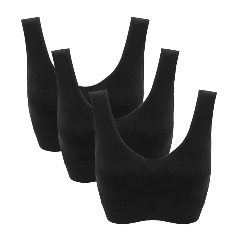 INTIMO SECRETS Women’s Plus-Size Seamless Push-Up Bra – 3PCS Wireless Fitness Set