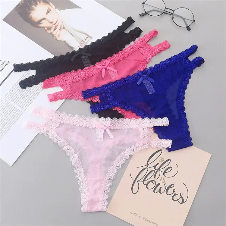 INTIMO SECRETS Women’s Summer Lace Thong – Low-Waist, Hollow-Out, Seamless & Breathable Panties