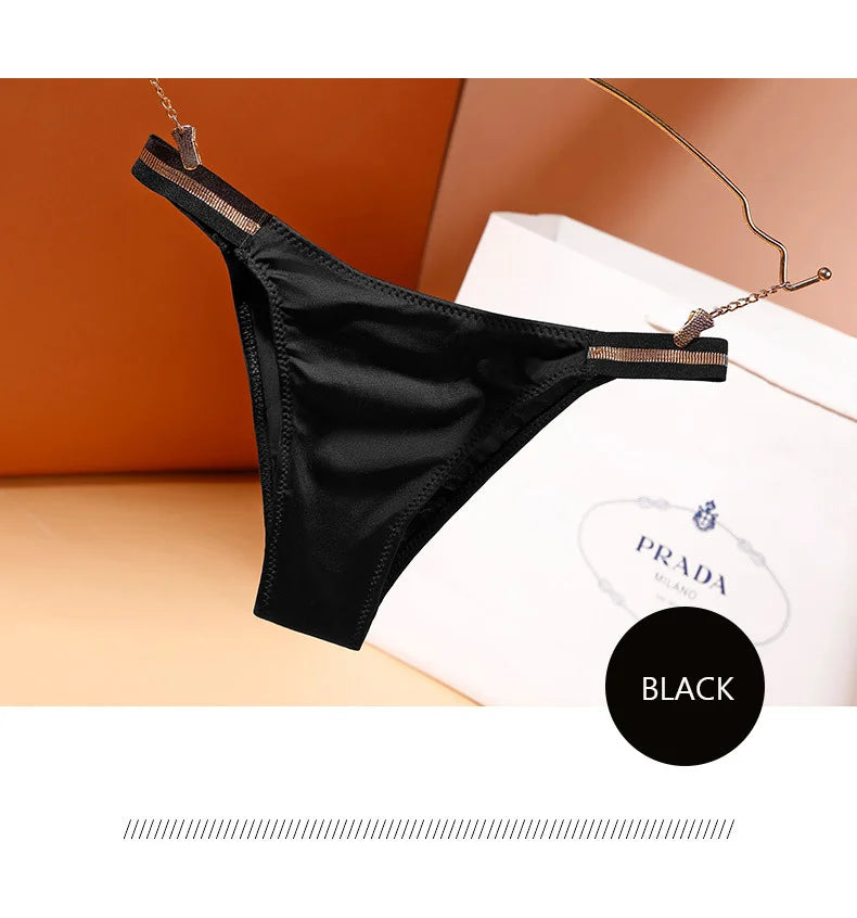 INTIMO SECRETS Ice Silk Thongs – Seamless Low-Waist G-String Underwear for Women
