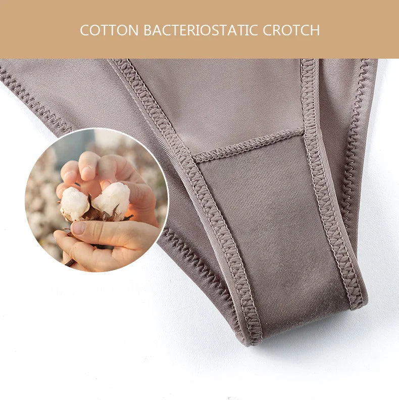 INTIMO SECRETS Ice Silk Thongs – Seamless Low-Waist G-String Underwear for Women