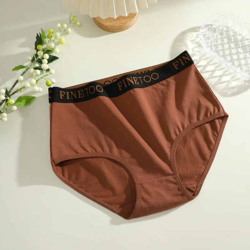 Finetoo 3Pcs Women's Cotton Briefs Women Seamless Plus SizePanties Breathable Underwear Female Low Waist Soft Lingerie S-XXL