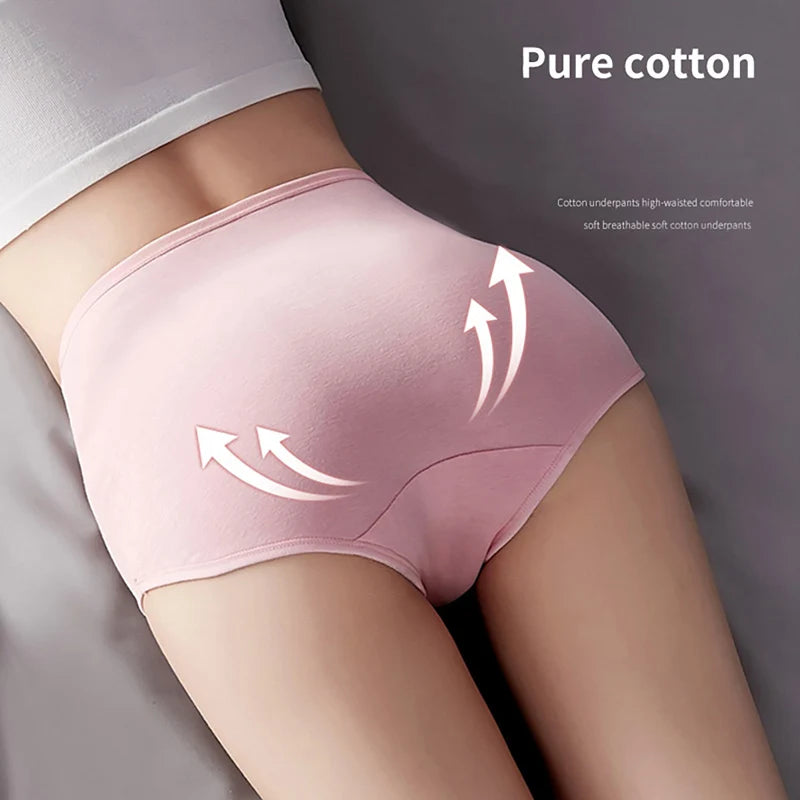 4Pcs High Waist Cotton Panties Women Underwear Body Shaper Soft Ladies Briefs Plus Size Sexy Panty Female Breathable Lingerie