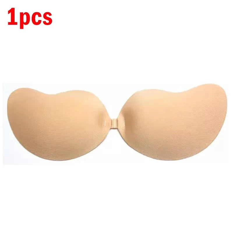 INTIMO SECRETS Women’s Invisible Push-Up Bra – Self-Adhesive Silicone Backless Strapless Bra