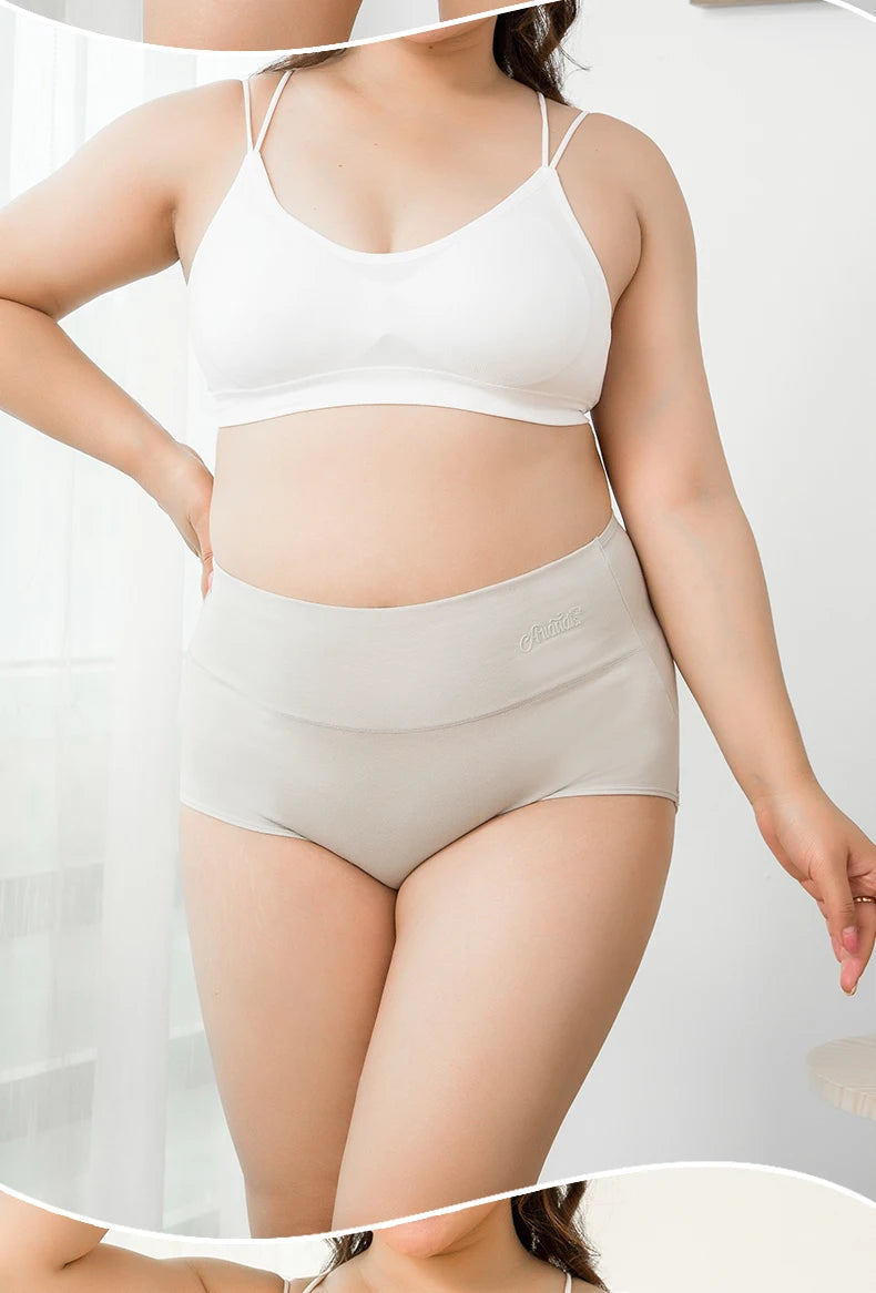 4Pcs High Waist Cotton Panties Women Underwear Body Shaper Soft Ladies Briefs Plus Size Sexy Panty Female Breathable Lingerie