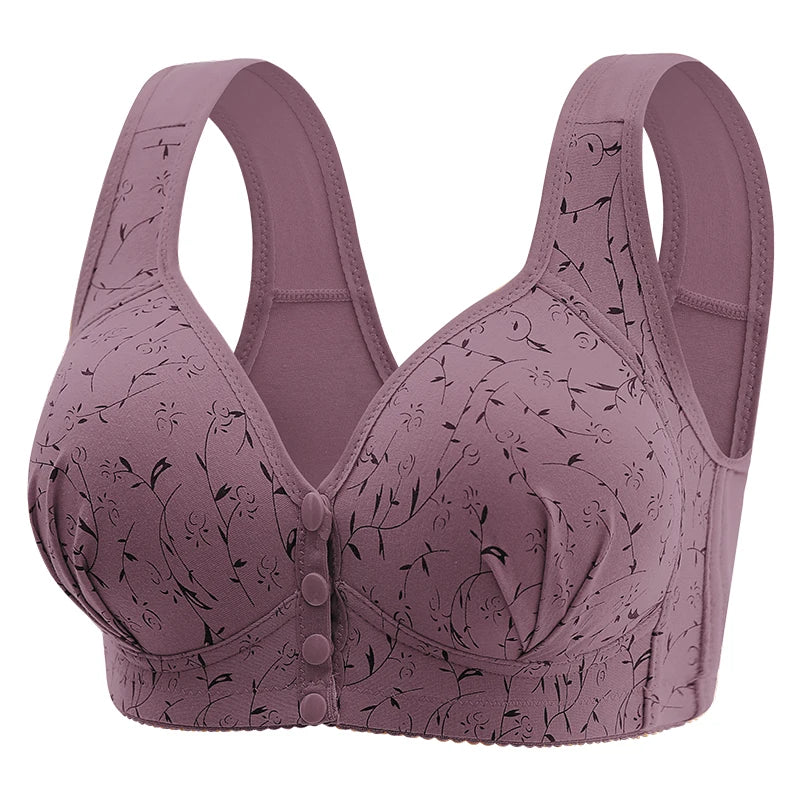 INTIMO SECRETS Women’s Floral Wireless Bra – Breathable Comfortable Front-Button Traceless