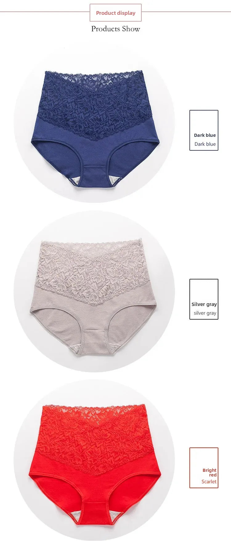 INTIMO SECRETS High Waist Cotton Briefs - V-Neck Lace Abdomen Control