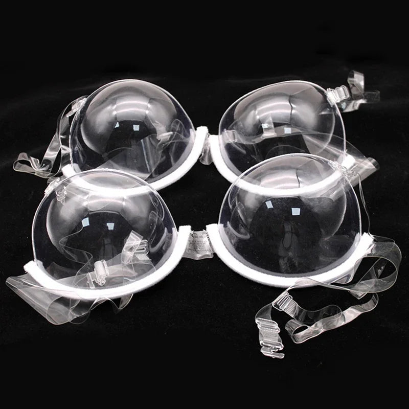 INTIMO SECRETS Women’s Transparent Push-Up Bra – Backless Invisible Bralette with Clear Straps