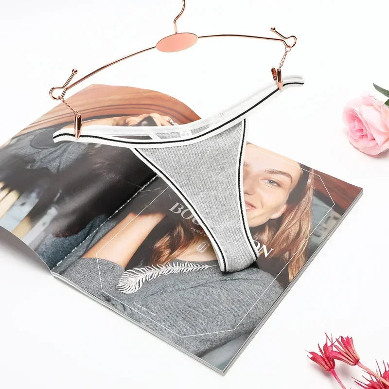 INTIMO SECREST Seamless Ribbed Cotton Thong Panties for Women