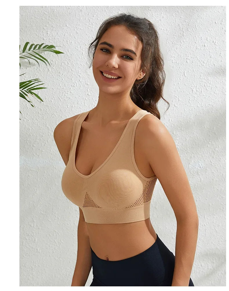INTIMO SECRETS Women’s Wireless Sports Bra – Breathable Yoga Vest with Removable Pads