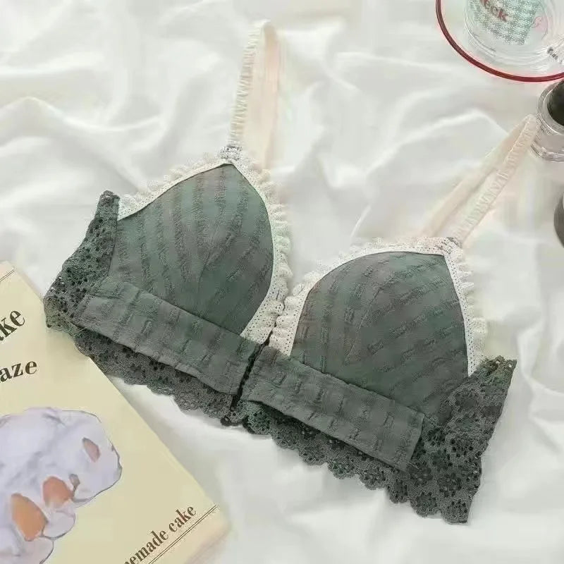 Front Button Wireless Bralette for Women – Lightweight Push-Up Comfort Bra