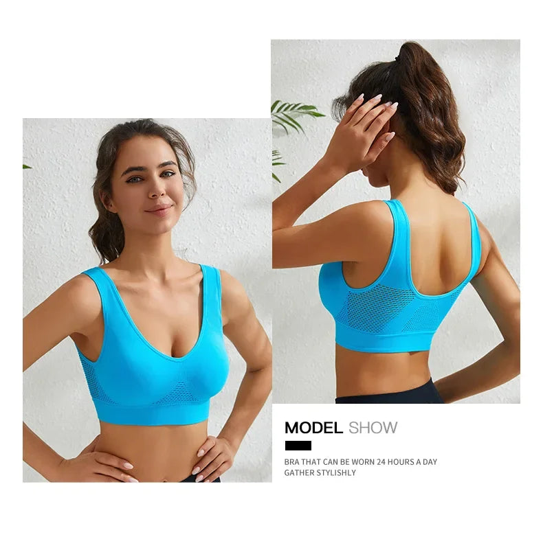 INTIMO SECRETS Women’s Wireless Sports Bra – Breathable Yoga Vest with Removable Pads