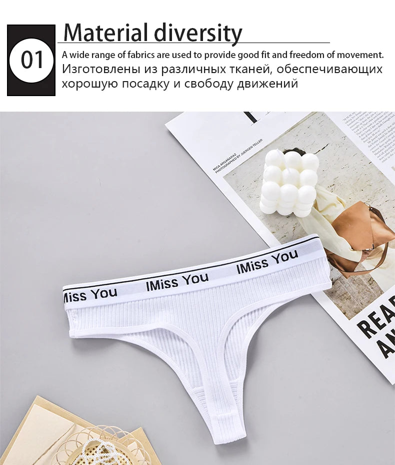 INTIMO SECRETS 3-Pack Women’s Cotton Thongs – Low-Waist, Soft & Comfortable G-String Panties